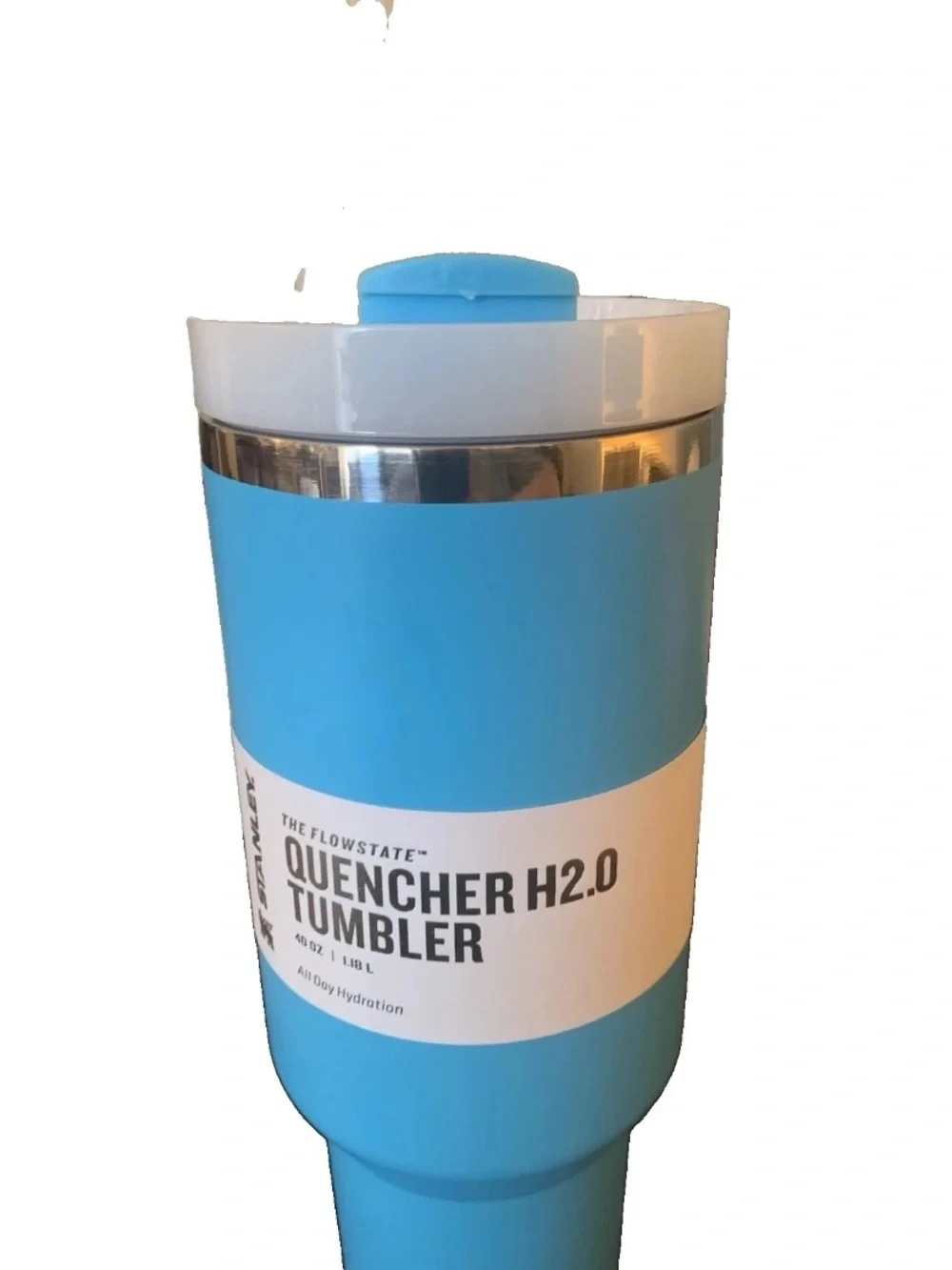 Stanley Light Blue and White Travel Mug with Handle - Picture 2 of 4